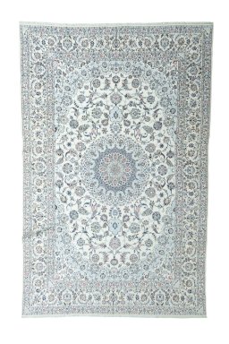 Full view of New Nain rug from Iran / Persia, 372 × 240 cm in Beige tones