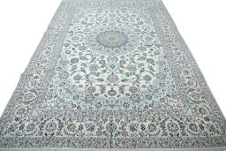 Surface texture of New Nain rug with natural Wool and intricate pattern