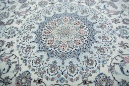 Central medallion detail of New Nain rug from Iran / Persia