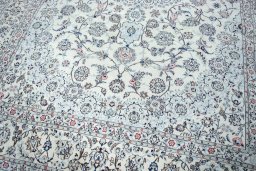Close-up detail of New Nain rug from Iran / Persia showing Wool weave