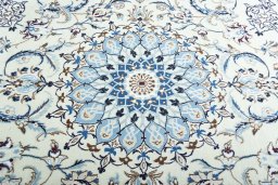 Close-up detail of New Nain rug from Iran / Persia showing Wool weave