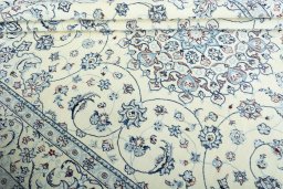 Close-up detail of New Nain rug from Iran / Persia showing Wool weave