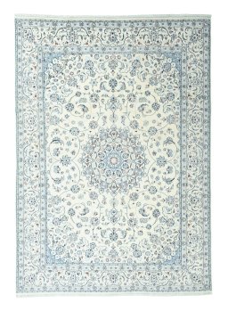 Full view of New Nain rug from Iran / Persia, 341 × 242 cm in Beige tones