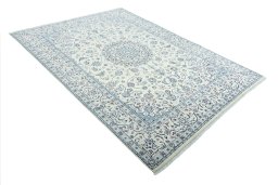 Close-up detail of New Nain rug from Iran / Persia showing Wool weave