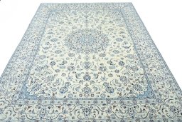 Surface texture of New Nain rug with natural Wool and intricate pattern