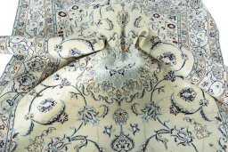 Surface texture of New Nain rug with natural Wool and intricate pattern