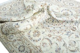 Surface texture of New Nain rug with natural Wool and intricate pattern
