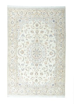 Full view of New Nain rug from Iran / Persia, 315 × 206 cm in Beige tones