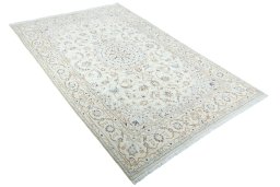 Close-up detail of New Nain rug from Iran / Persia showing Wool weave