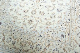 Close-up detail of New Nain rug from Iran / Persia showing Wool weave