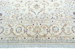 Full view of New Nain rug from Iran / Persia, 315 × 206 cm in Beige tones