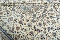 Close-up detail of New Nain rug from Iran / Persia showing Wool weave