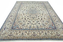 Surface texture of New Nain rug with natural Wool and intricate pattern