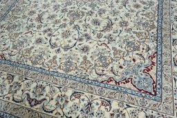 Close-up detail of New Nain rug from Iran / Persia showing Wool weave