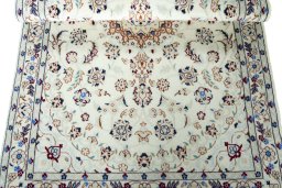 Close-up detail of New Nain rug from Iran / Persia showing Wool weave