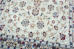 Close-up detail of New Nain rug from Iran / Persia showing Wool weave