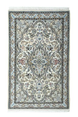 Full view of New Nain rug from Iran / Persia, 151 × 95 cm in Beige tones