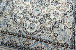 Close-up detail of New Nain rug from Iran / Persia showing Wool weave