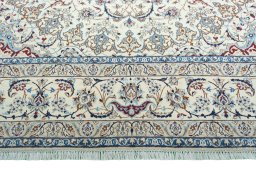 Full view of 2000s Nain rug from Iran / Persia, 407 × 307 cm in Beige tones