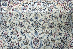 Close-up detail of New Nain rug from Iran / Persia showing Wool weave