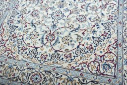 Close-up detail of New Nain rug from Iran / Persia showing Wool weave