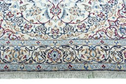 Full view of New Nain rug from Iran / Persia, 243 × 149 cm in Beige tones