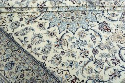 Close-up detail of New Nain rug from Iran / Persia showing Wool weave