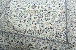 Close-up detail of New Nain rug from Iran / Persia showing Wool weave