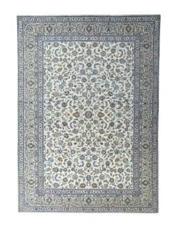 Full view of New Nain rug from Iran / Persia, 419 × 300 cm in Beige tones
