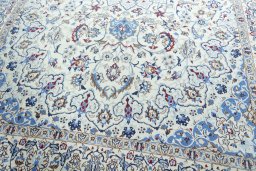 Close-up detail of 2000s Nain rug from Iran / Persia showing Wool weave