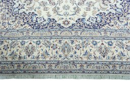 Full view of 2000s Nain rug from Iran / Persia, 408 × 300 cm in Beige tones