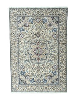 Full view of 2000s Nain rug from Iran / Persia, 305 × 210 cm in Beige tones