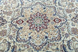 Central medallion detail of 2000s Nain rug from Iran / Persia