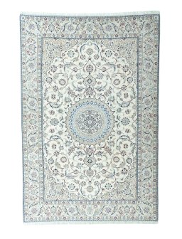 Full view of New Nain rug from Iran / Persia, 304 × 204 cm in Beige tones