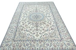 Surface texture of New Nain rug with natural Wool and intricate pattern