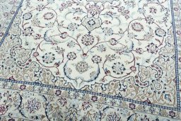 Close-up detail of New Nain rug from Iran / Persia showing Wool weave