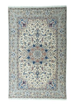 Full view of 2000s Nain rug from Iran / Persia, 306 × 197 cm in Beige tones