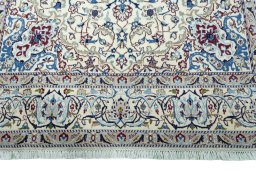 Full view of 2000s Nain rug from Iran / Persia, 306 × 197 cm in Beige tones