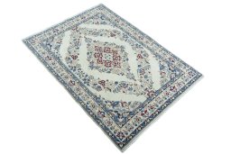 Close-up detail of 2000s Nain rug from Iran / Persia showing Wool weave