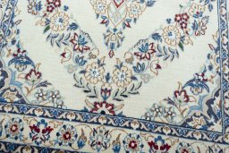 Close-up detail of 2000s Nain rug from Iran / Persia showing Wool weave