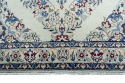 Full view of 2000s Nain rug from Iran / Persia, 128 × 94 cm in Beige tones