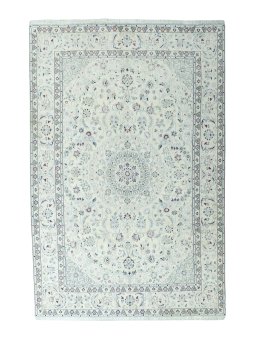 Full view of 2000s Nain rug from Iran / Persia, 295 × 198 cm in Beige tones