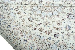 Close-up detail of 2000s Nain rug from Iran / Persia showing Wool weave