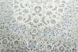 Close-up detail of 2000s Nain rug from Iran / Persia showing Wool weave