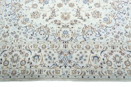 Full view of 2000s Nain rug from Iran / Persia, 358 × 260 cm in Beige tones