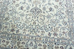 Close-up detail of New Nain rug from Iran / Persia showing Wool weave