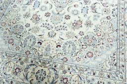 Close-up detail of 2000s Nain rug from Iran / Persia showing Wool weave