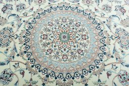 Central medallion detail of 2000s Nain rug from Iran / Persia