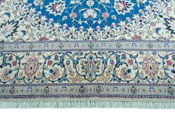 Full view of 2000s Nain rug from Iran / Persia, 295 × 205 cm in Blue tones