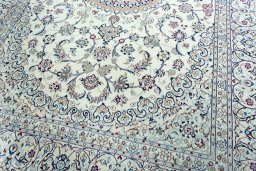 Close-up detail of 2000s Nain rug from Iran / Persia showing Wool weave